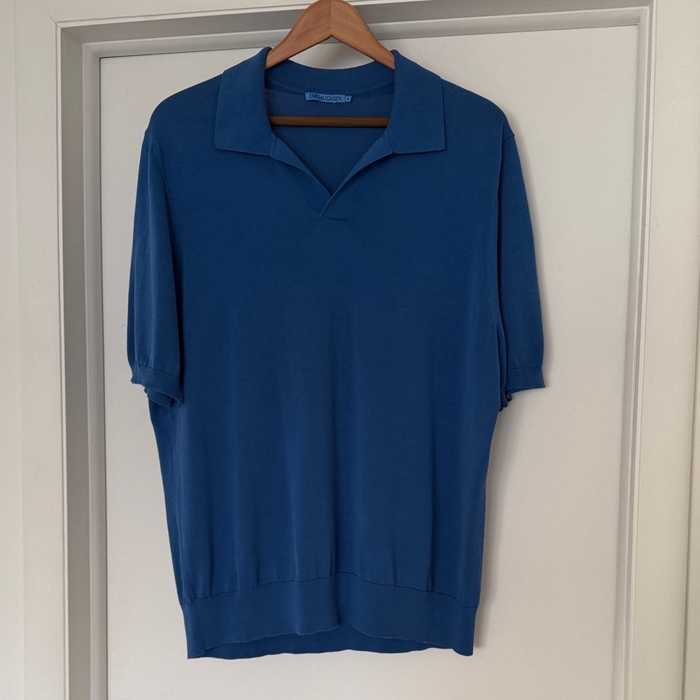 J. McLaughlin 100% Cotton Deep Blue Polo Shirt
